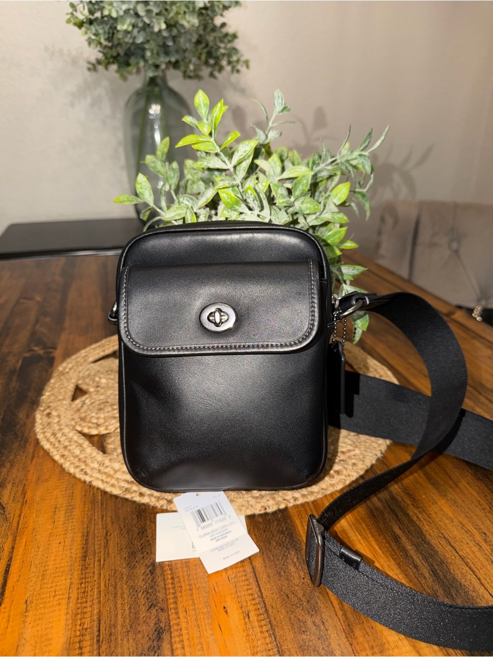 Coach Black Leather Crossbody Turn-Lock Pouch - Picture 11 of 11